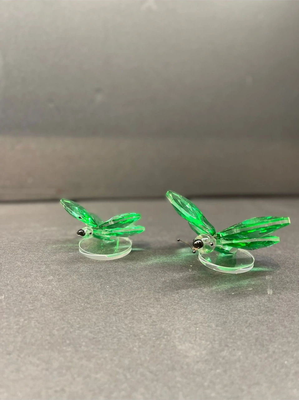 Dekoratif Kristal Cam Ikili Kelebek Biblo Yeşil .