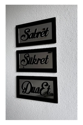 Sabret Şükret Dua Et 3'lü Tablo Seti Duvar Süsü