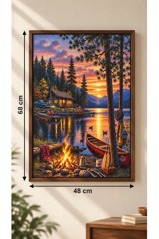 1000 Parça Gizemli Kamp Ateş Manzarası Puzzle 48 X 68 Cm Yüksek Baskı Kaliteli Puzzle