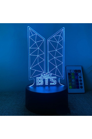 Youmex Army Hediyesi Bts Led Masa Lambası 16 Renkli Usb Kumanda İle Odalar İçin Akrilik Işıklı Lambader Beyaz