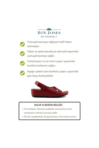 Roy Jones 1817 Ortopedik Cırtlı Topuklu Plaj Kadın Sandalet 167800000339 08 Kırmızı Kırmızı