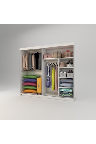 Kenzlife Gardırop Sürgülü Kapaklı Kapılı 200 Papatya Byz Gardolap Dolap