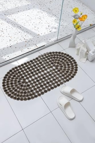 Premium Serisi Banyo - Küvet İçi Kaydırmaz Vantuzlu Elmas Desenli Paspas 66 X 36,5 Cm Açık Gri