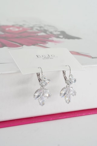 By Zeyna Aksesuar Kadın Vip Seri Baget Zirkon Taşlı 925 Ayar Gümüş Klipsli Küpe Seti-4193 Gümüş