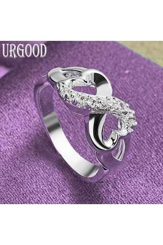 925 Ayar Gümüş Kalp Yay Yüzük Parti Hediye Romantik Takı