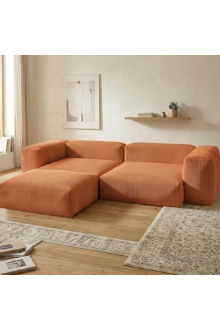 Relax Köşe Koltuk Takımı Sünger Koltuk Kanepe Divan Turuncu
