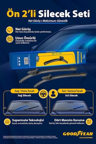 Goodyear Goodyear Ssangyong Tivoli Supermute 2'Li Muz Silecek Takımı 2015-2020 Suv (600Mm+500Mm)