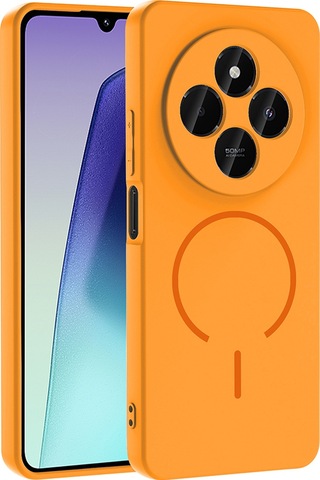 Xiaomi Redmi 14c Kılıf M-safe Şarj Özellikli Zore Meta Kapak Turuncu