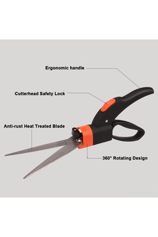 Kangvka 360 Dönebilen Bahçe Budama Makası, Paslanmaz Çelik, 75mm Açıklık, Ergonomik Tutma Kolu İle Rahat Kullanım.