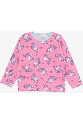 Breeze Kız Bebek Pijama Takımı Unicorn Desenli 9 Ay-3 Yaş, Pembe-pembe Pembe