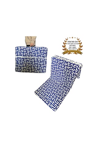 Katlanır Yer Yatağı Ve Tek Kişilik Sünger Katlanır Minder Yatak 70x180 Cm 6 Cm-mavi Labirent