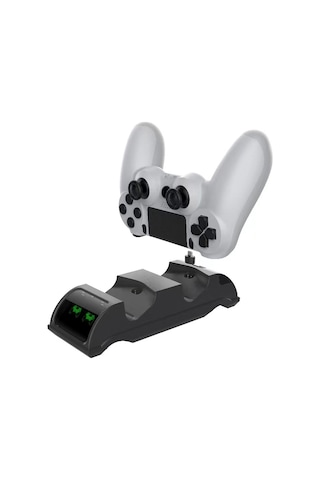 Ps4 Slim / Pro Gamepad Yerleştirme Şarj Cihazı Denetleyicisi Ekran Işıklı Çift Şarj Cihazı Beyaz