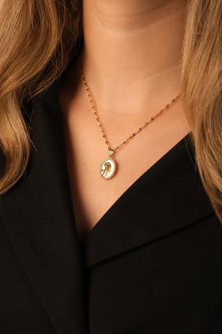 Çildan Womens Özel Gold Gül Detaylı Kolye Gümüş