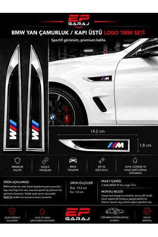 Bmw M Yan Çamurluk / Kapı Üstü Logo Trim Seti Premium Tasarım