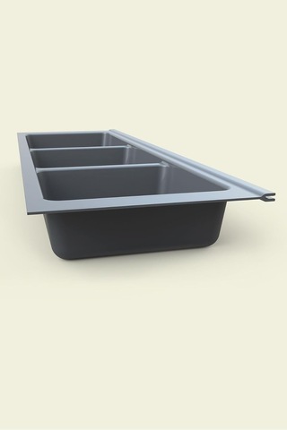Mutfak Çekmece Içi Kaşıklık, Antrasit Üç Bölmeli Modül 16cm X 48cm Çok Renkli