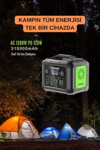 Fuchsia 315.000 mAh 1200W Güçlü Hafif Taşınabilir Kamp ve Doğa İçin İdeal Tasarlanmış Güç Kaynağı