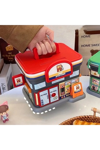 Maoyaya Yaratıcı Mağaza Şekilli Plastik Para Kutusu, Tuş Kilidi, Çok Renkli Çok Renkli