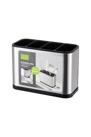 Dofolink 4 Bölmeli Çelik Çamaşırlı Mutfak Gereçleri Rafı, Büyük Kapasite, Kurutma Kolay, Hijyenik Depolama Kutusu 18x8.6x13 Cm Diğer