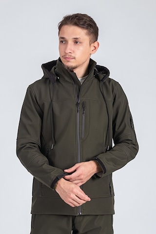 Suya Dayanıklı Slim Fit Softshell Kapüşonlu Erkek Mont Haki