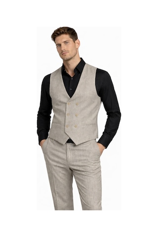 Suitmen Erkek Silim Fit Yelekli Çift Yırtmaçlı Takım Elbise Bgl-st05329 Bej