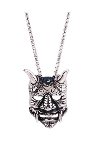 Chavin Gri Japon Şeytan Oni Mask Çelik Erkek Kolye er35by