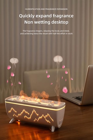 Hava Nemlendirici Ve Yağ Difüzörü - Aromaterapi Makinesi - 3 Renk Led Işık Beyaz