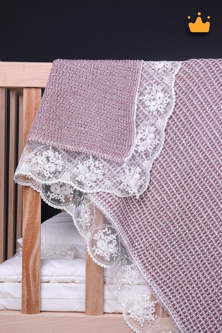 Babyhola 90x100cm Dantelli Triko Kız Erkek Bebek Battaniye Tv Diz Battaniyesi Gülkurusu 12100 001