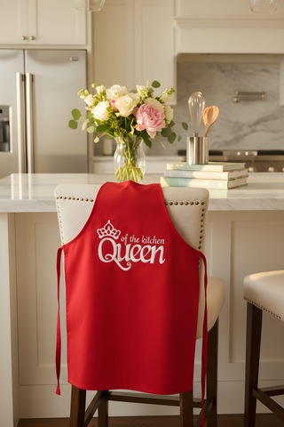 Mutfak Önlüğü - Queen Of The Kitchen - Kırmızı Renkli