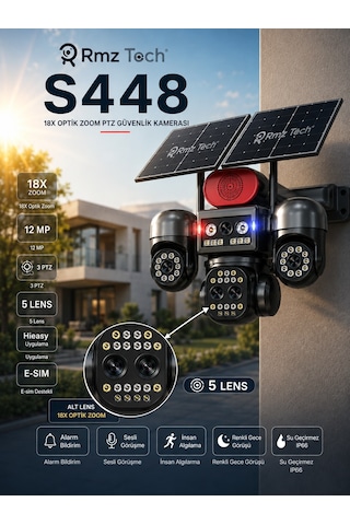 Avenir S446 4 Kameralı Telefondan 3 Dönebilir Güneş Enerjili Güvenlik - Aov 7/24 Türkcell Sim Kart 1 Yıl Her Ay 8gb 128 Hafıza