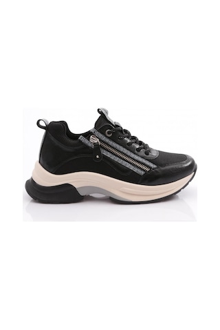 Dgn 30164 Kadin Bağcikli Fermuarli Spor Ayakkabi 30164-2027-R7704 Platin - Siyah