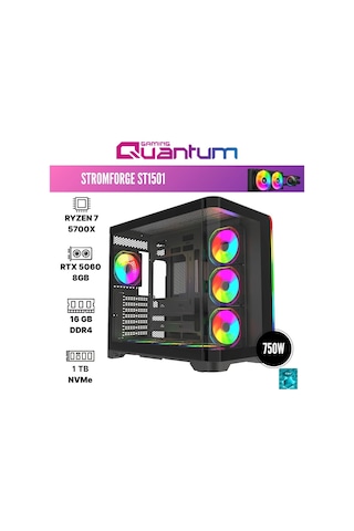 Quantum Gaming Stormforge ST1501 R7-5700X 16 GB 1 TB 8 GB RTX5060 Free Dos Masaüstü Oyuncu Bilgisayarı