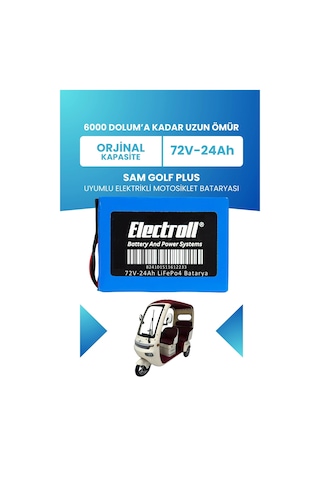 Sam Golf Plus Batarya Standart Kapasite Lifepo4 72v 24ah Elektrikli Motosiklet Bataryası