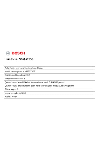 Bosch Seri 6 HJG852YN0T 76 LT Ankastre Fırın