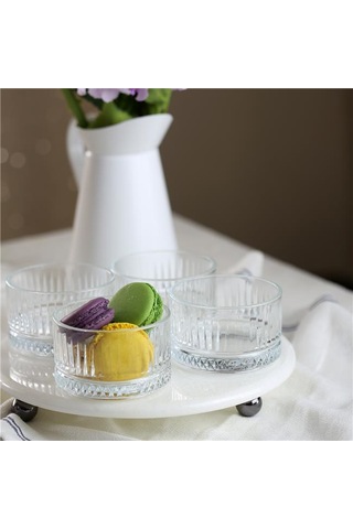 Akayev Mermer Beyaz 25 CM Füme Boncuk Ayak Elysia 4'lü Reçellik I