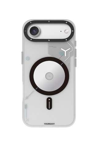 Apple Uyumlu iPhone 17 Air Kılıf M-safe Şarj Özellikli Disk Desenli Youngkit Disc Battle Kapak Gri Gri