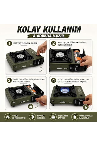 Portatif Kamp Ocağı Kartuşlu Tekli Ocak Piknik Kamp Ve Karavan İçin Taşınabilir Çok Renkli
