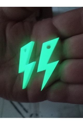 Karanlıkta Parlayan Fosforlu Zincirli Gümüş Kolye Küpe Anahtarlık Seti Yeşil