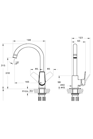 Eczacıbaşı Punto 301 Evye Mutfak Lavabo Bataryası Krom