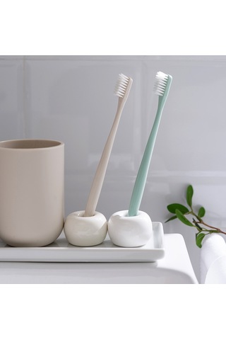 Banyo Tezgahları İçin Seramikten Şık Mini Diş Fırçası Tutucu, Beyaz, 2'li Diğer