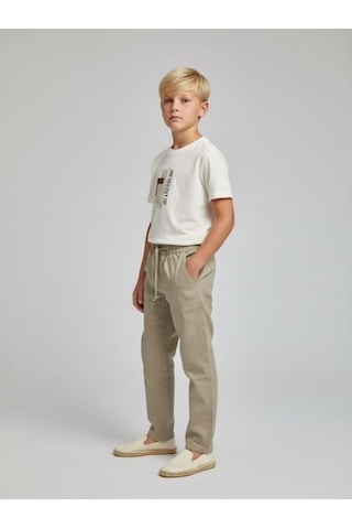 Zekids Erkek Çocuk Bağcıklı Rahat Kesim Pantolon-17178 Yeşil