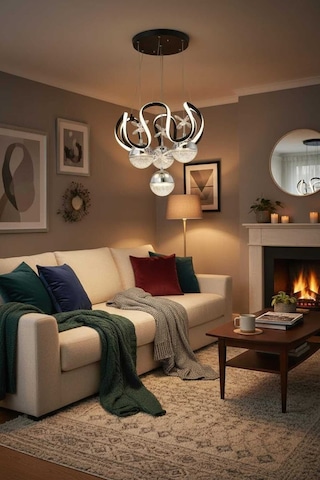 Cemre 4 Toplu Modern Led Sarkıt Avize ,siyah Sarkıt Power Led Avize, 3 Renk Yanabilen Led Avize,