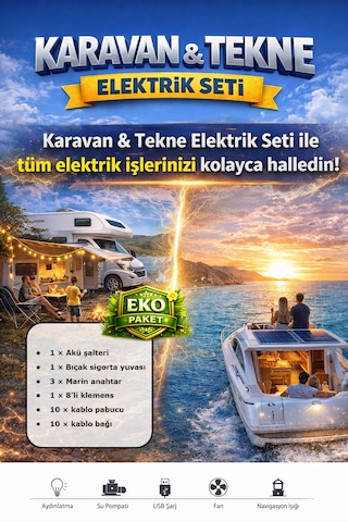 Karavan & Tekne Elektrik Tesisat Seti Eko Paket Karavan & Tekne Elektrik Tesisat Seti Eko Paket