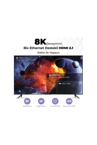 Phd03 8k 60hz Ultra Yüksek Hdmı & Ethernet Kablosu, 48gbps Veri Aktarım Hızı, Hdmı 2.1, Hdr, Earc, 3d Ready Teknolojisi, Bilgisayar Monitörü, Uhd Tv, Ps5, Ps4 Uyumlu 3 Metre Kablo Sku: Smg86900100949