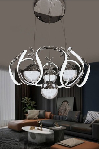 Yeni Fanuslu Şeker Top 4 Lü Arya Xl Modern Sarkıt Salon - Giriş Led Avize Bej