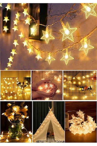 Technojet Dekoratif Yıldız Tasarımlı Yılbaşı Ağaç Süsleme Şerit Led Sarı