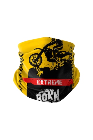 Bobrear Sarı Extreme Motocross Desenli Çok Amaçlı Buff Bandana Boyunluk Çok Renkli