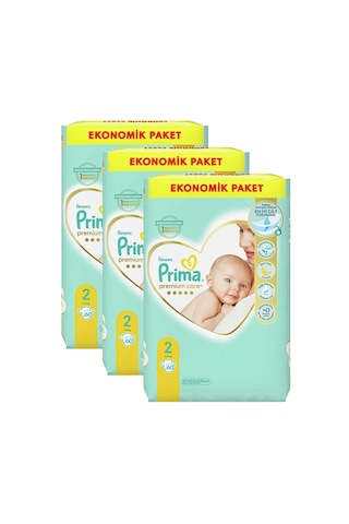 Prima Bebek Bezi Premium Care 2 Beden Aylık Fırsat Paket 180’li 3'lü