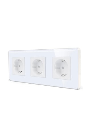 Dealuxx Cam Çerçeveli Üçlü Beyaz Priz 398340812