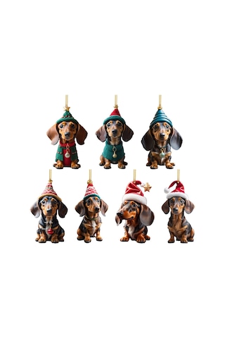Ranyeek Akrilik Sosis Köpek Dikdörtgen Askı, Noel Ağacı Ve Araba Dekorasyonu, Festivite Ve Ev Dekoru, 1 Adet