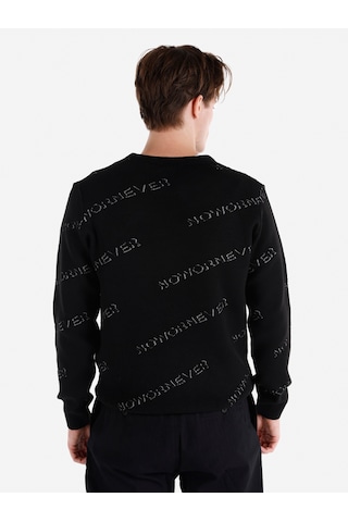 Colins Regular Fit Bisiklet Yaka Baskılı Siyah Erkek Kazak Cl1066270 Siyah